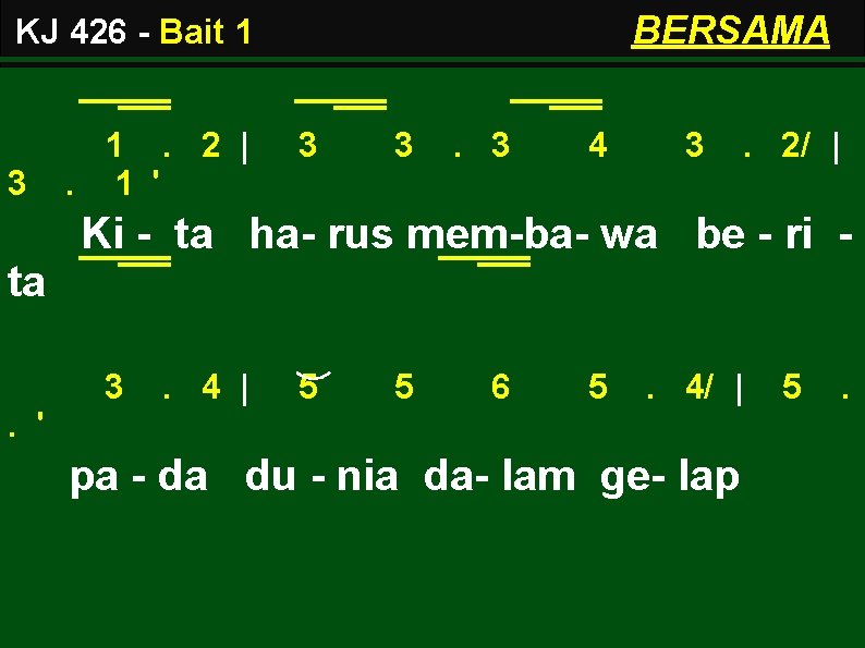 BERSAMA KJ 426 - Bait 1 3 1. 2 |. 1 ' 3 3