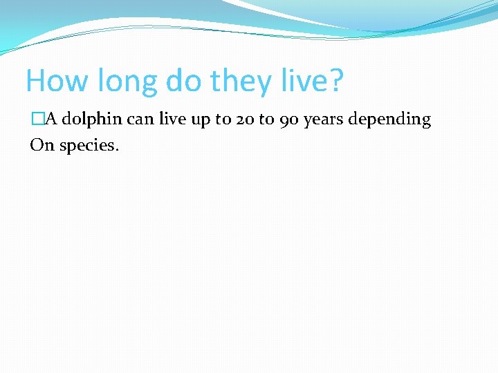 How long do they live? �A dolphin can live up to 20 to 90 How long do they live? �A dolphin can live up to 20 to 90