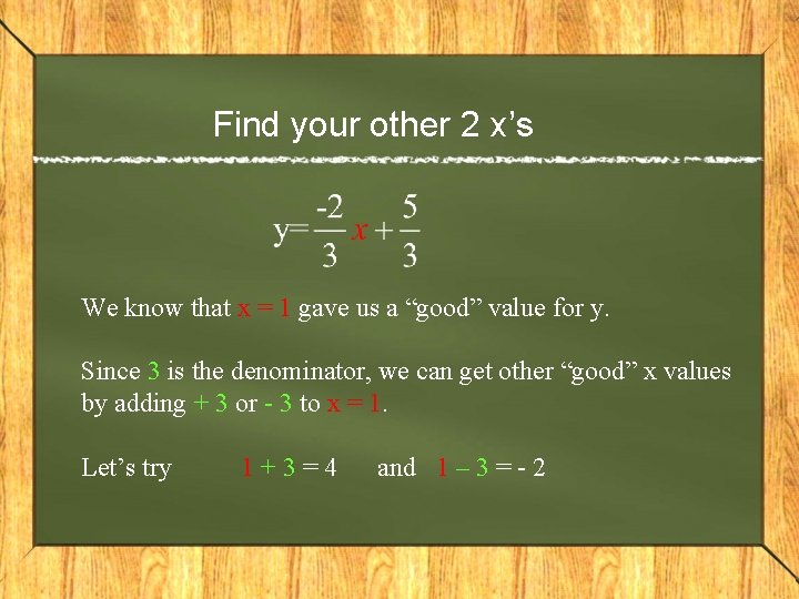 Find your other 2 x’s We know that x = 1 gave us a