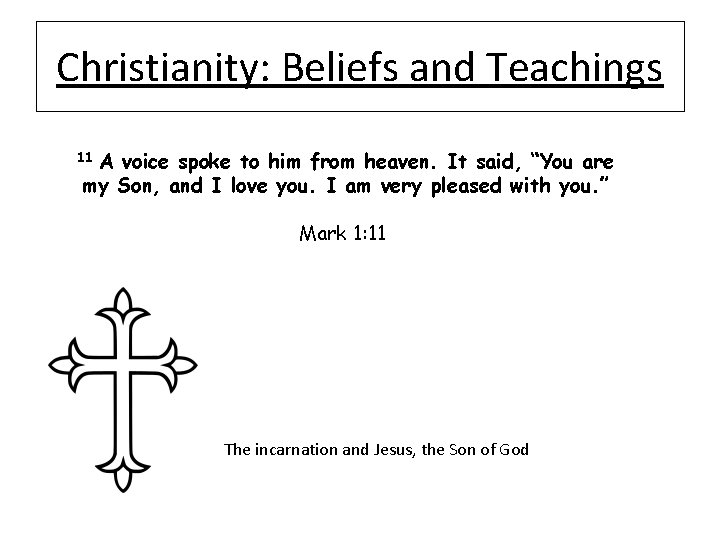 Christianity: Beliefs and Teachings A voice spoke to him from heaven. It said, “You