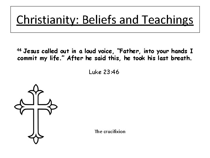 Christianity: Beliefs and Teachings Jesus called out in a loud voice, “Father, into your