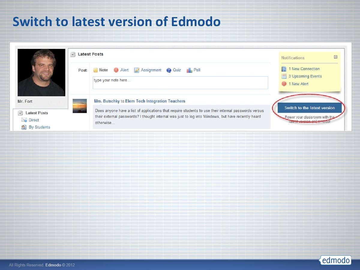 Switch to latest version of Edmodo 