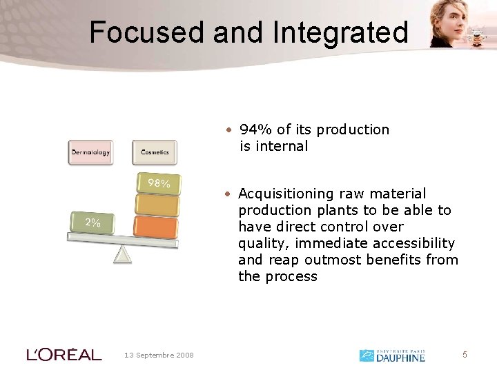 Focused and Integrated • 94% of its production is internal • Acquisitioning raw material