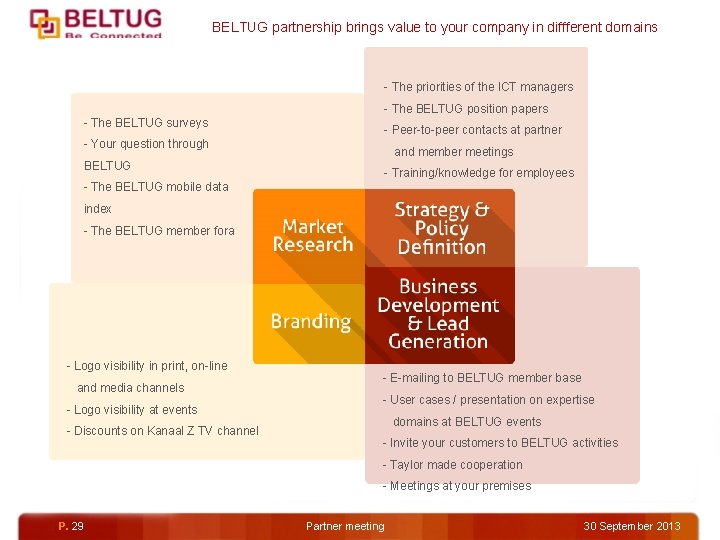 BELTUG partnership brings value to your company in diffferent domains - The priorities of