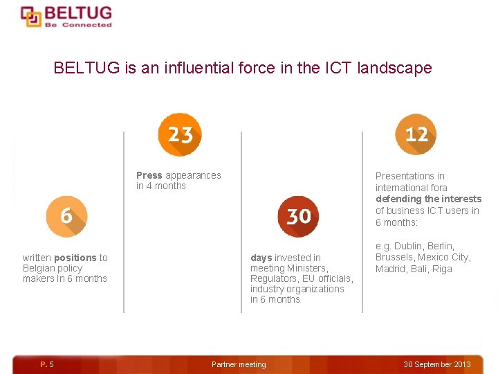 BELTUG is an influential force in the ICT landscape Press appearances in 4 months