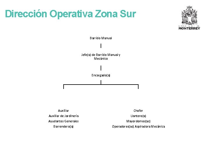 Dirección Operativa Zona Sur Barrido Manual Jefe(a) de Barrido Manual y Mecánico Encargado(a) Auxiliar