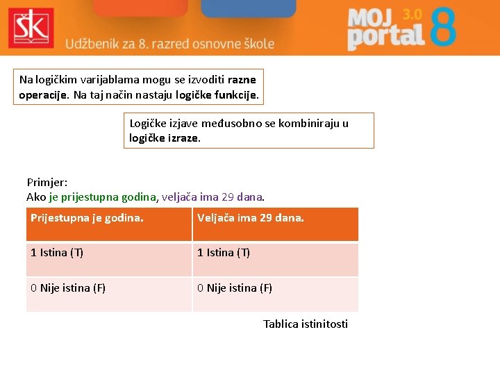 Na logičkim varijablama mogu se izvoditi razne operacije. Na taj način nastaju logičke funkcije.