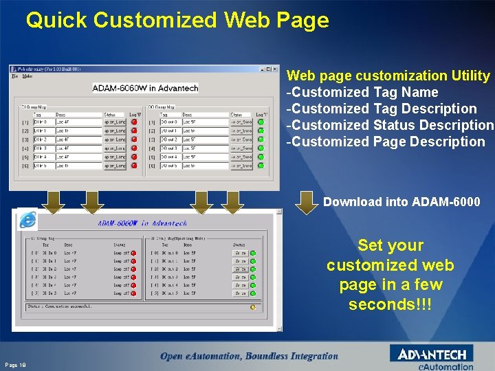 Quick Customized Web Page Web page customization Utility -Customized Tag Name -Customized Tag Description