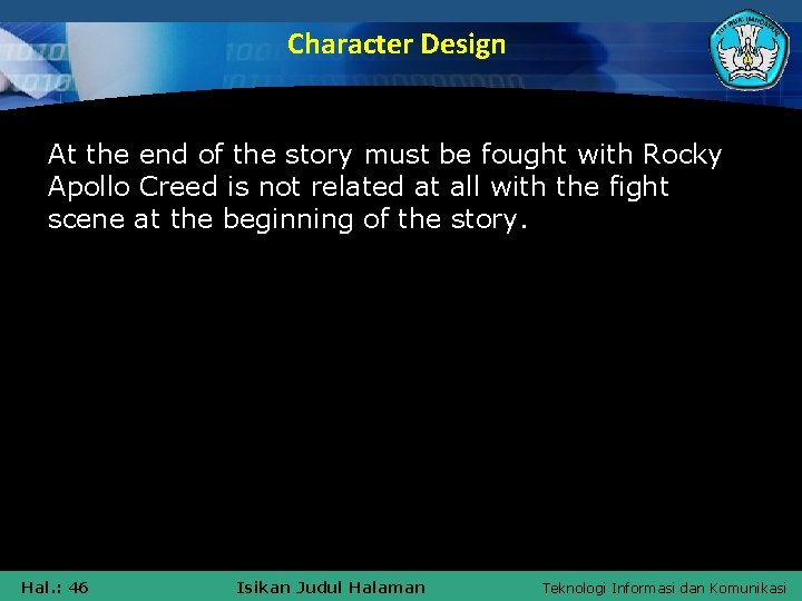 Character Design At the end of the story must be fought with Rocky Apollo