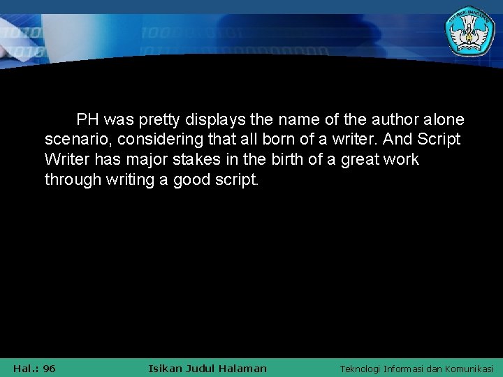 PH was pretty displays the name of the author alone scenario, considering that all