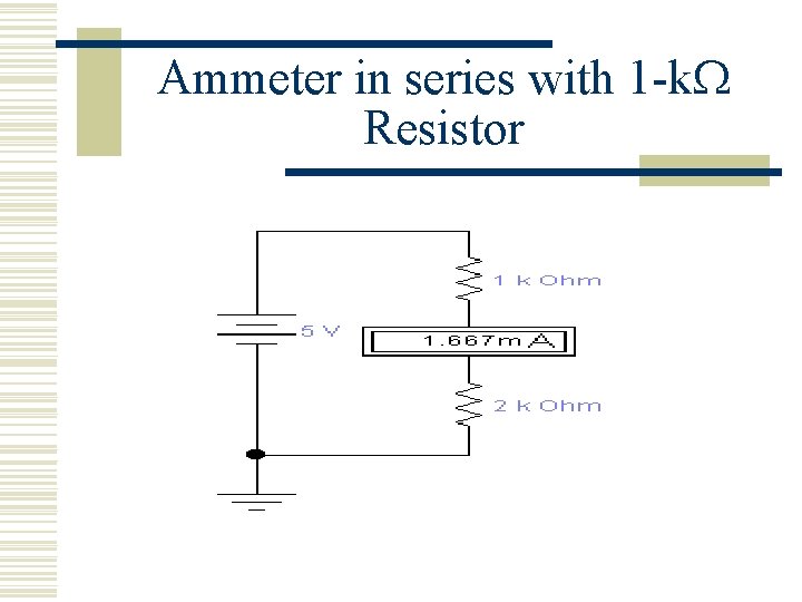 Ammeter in series with 1 -k Resistor 