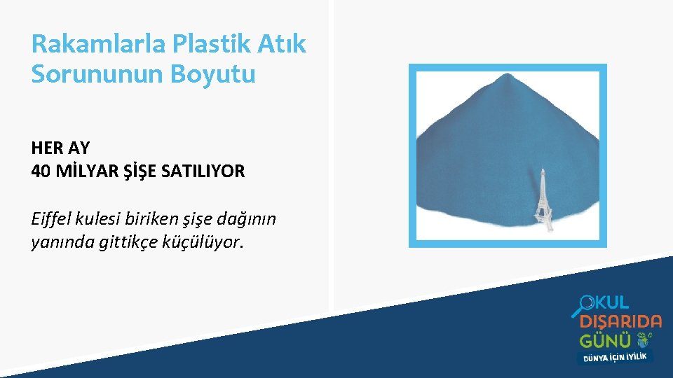 Rakamlarla Plastik Atık Sorununun Boyutu HER AY 40 MİLYAR ŞİŞE SATILIYOR Eiffel kulesi biriken