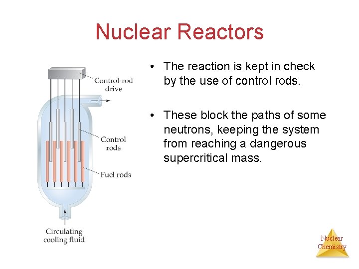 Nuclear Reactors • The reaction is kept in check by the use of control