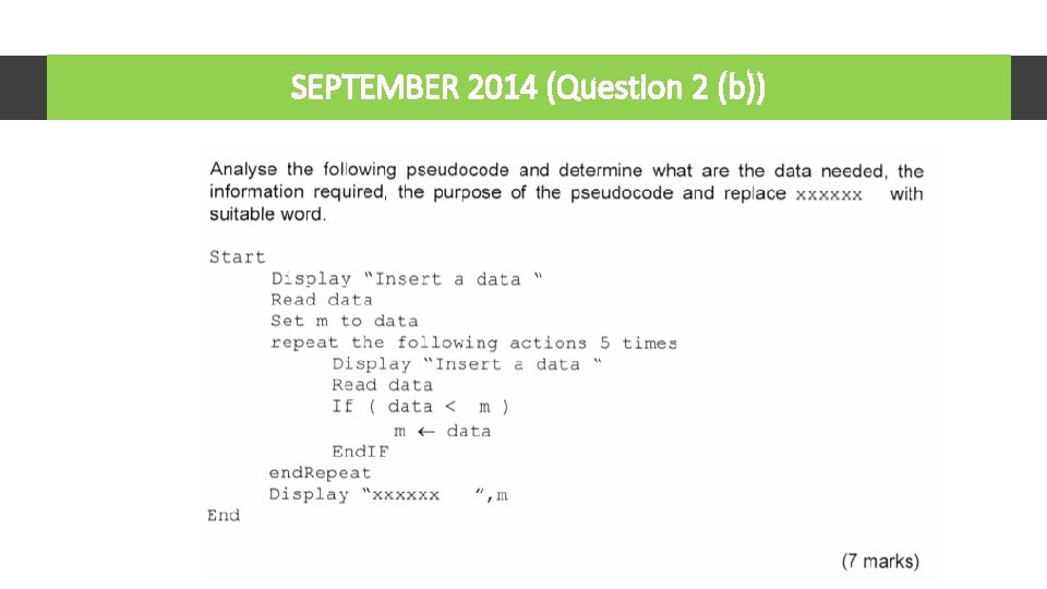 SEPTEMBER 2014 (Question 2 (b)) 