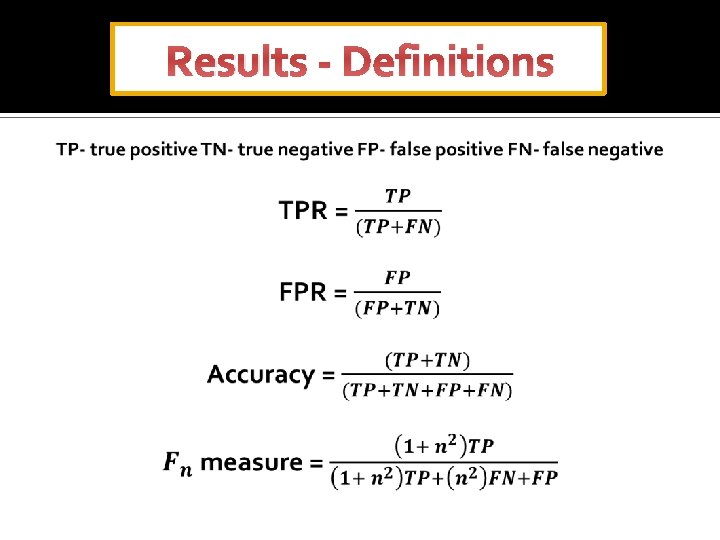 Results - Definitions 