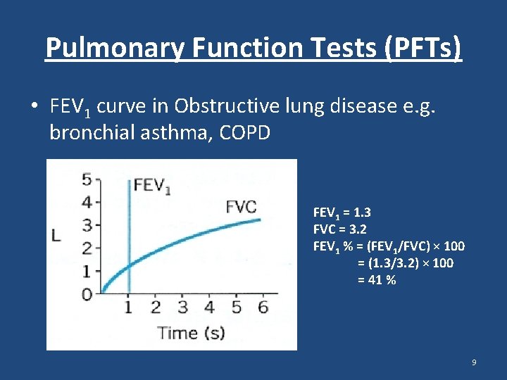 Pulmonary Function Tests (PFTs) • FEV 1 curve in Obstructive lung disease e. g. Pulmonary Function Tests (PFTs) • FEV 1 curve in Obstructive lung disease e. g.