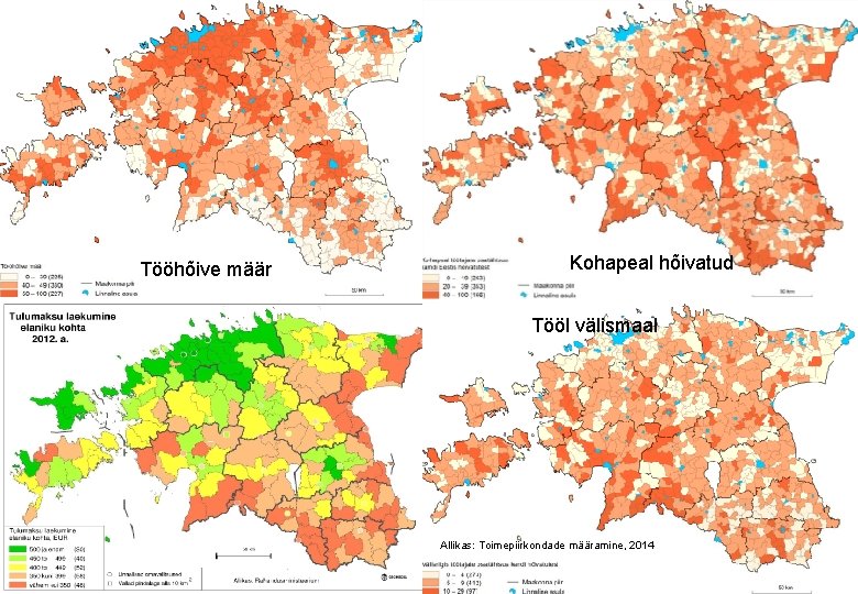 Tööhõive määr Kohapeal hõivatud Tööl välismaal Allikas: Toimepiirkondade määramine, 2014 © Swedbank 