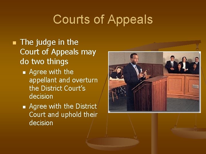 Courts of Appeals n The judge in the Court of Appeals may do two