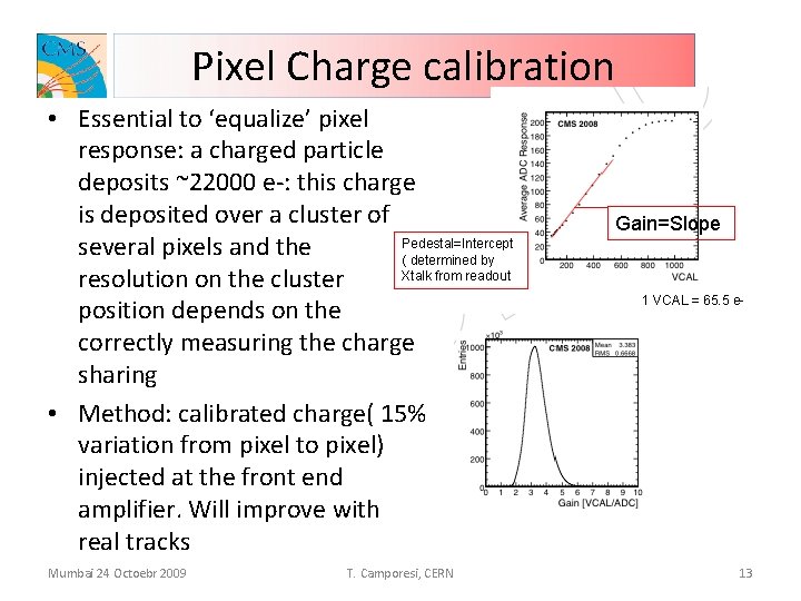 Pixel Charge calibration • Essential to ‘equalize’ pixel response: a charged particle deposits ~22000