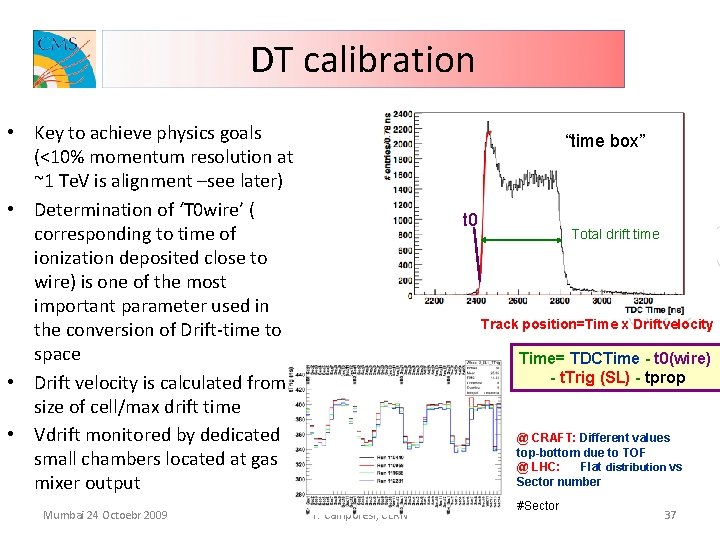 DT calibration • Key to achieve physics goals (<10% momentum resolution at ~1 Te.