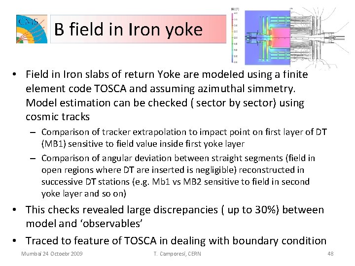 B field in Iron yoke • Field in Iron slabs of return Yoke are