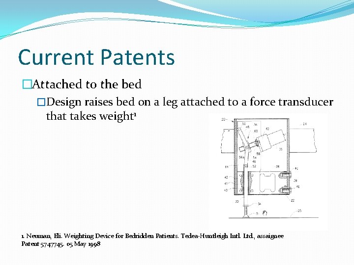 Current Patents �Attached to the bed �Design raises bed on a leg attached to