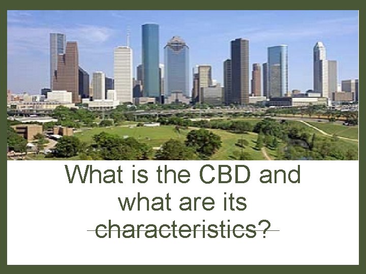 What is the CBD and what are its characteristics? What is the CBD and what are its characteristics?