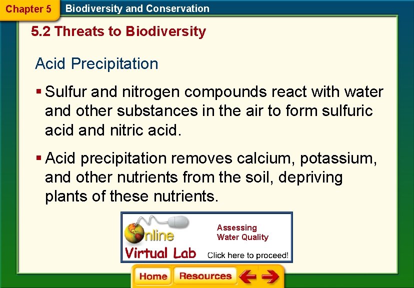 Chapter 5 Biodiversity and Conservation 5. 2 Threats to Biodiversity Acid Precipitation § Sulfur