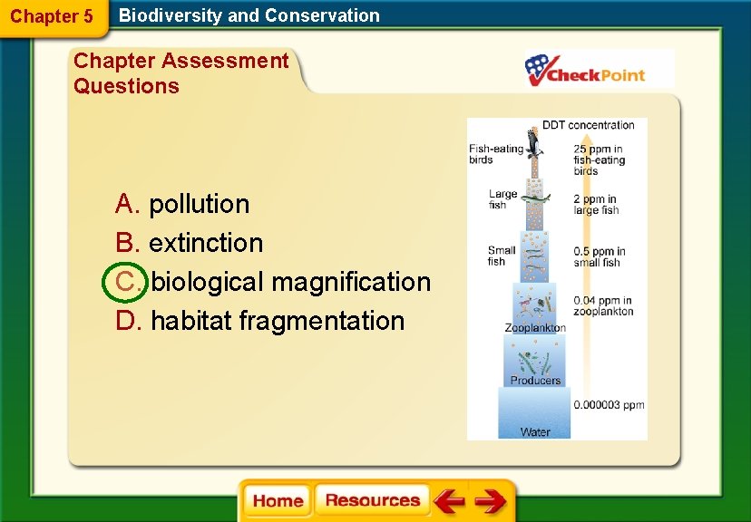Chapter 5 Biodiversity and Conservation Chapter Assessment Questions A. pollution B. extinction C. biological
