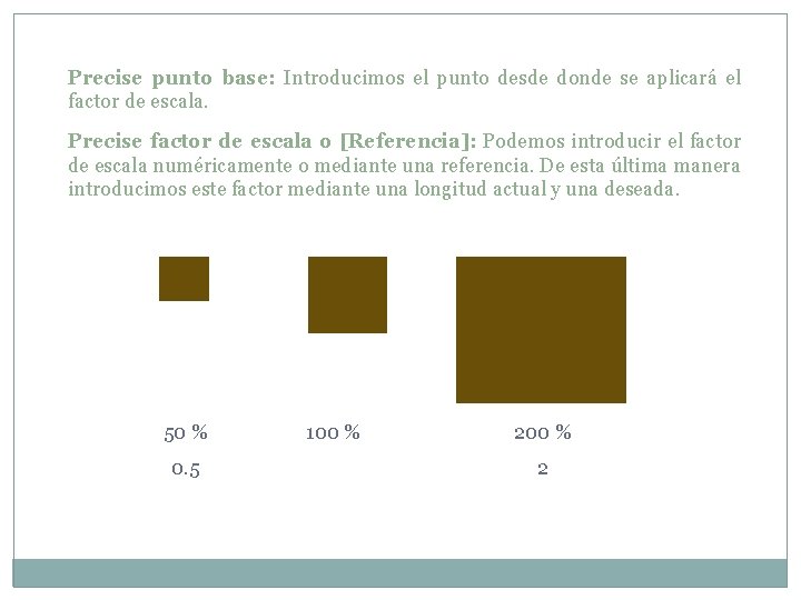 Precise punto base: Introducimos el punto desde donde se aplicará el factor de escala.