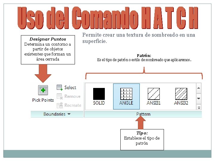 Designar Puntos Determina un contorno a partir de objetos existentes que forman un área