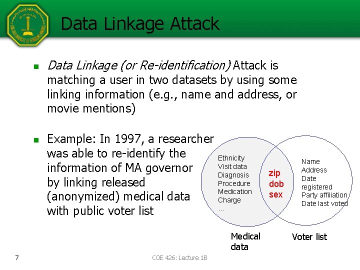 COE 426 Data Privacy Lecture 1 B Introduction