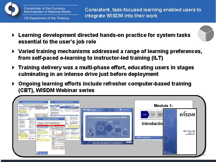 Consistent, task-focused learning enabled users to integrate WISDM into their work 4 Learning development