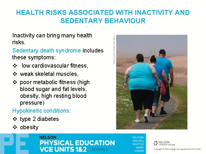 HEALTH RISKS ASSOCIATED WITH INACTIVITY AND SEDENTARY BEHAVIOUR Inactivity can bring many health risks.
