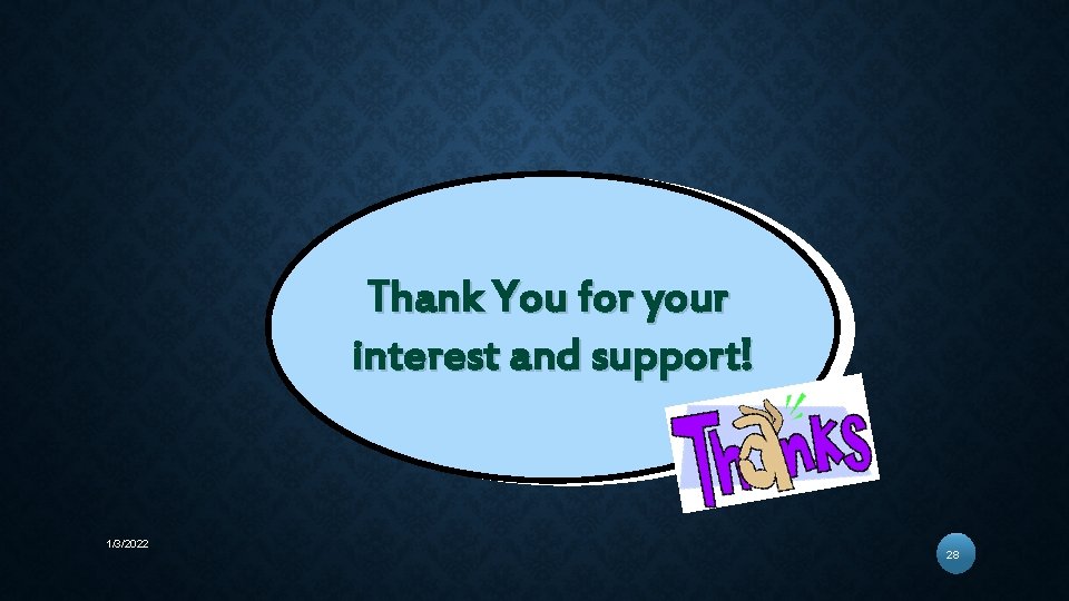 Thank You for your interest and support! 1/3/2022 28 