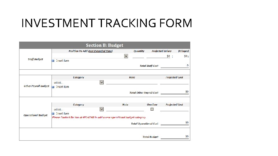 INVESTMENT TRACKING FORM 