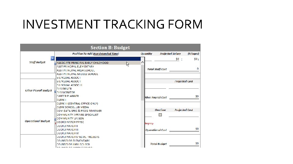 INVESTMENT TRACKING FORM 