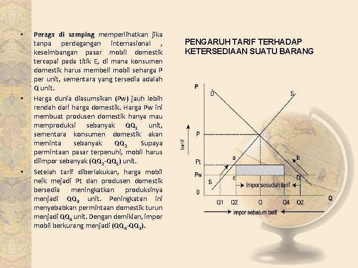  • • • Peraga di samping memperlihatkan jika tanpa perdagangan internasional , keseimbangan