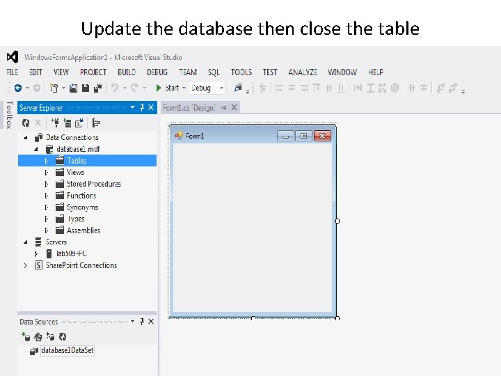 Update the database then close the table 