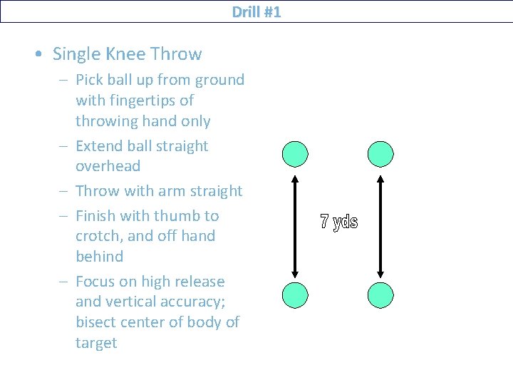 Drill #1 • Single Knee Throw – Pick ball up from ground with fingertips