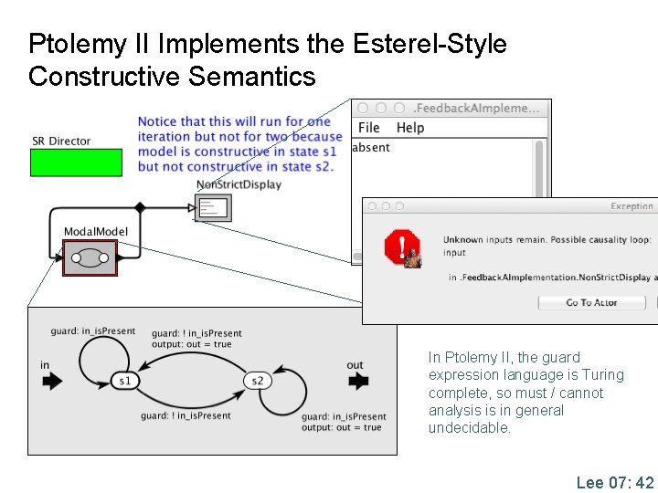 Ptolemy II Implements the Esterel-Style Constructive Semantics In Ptolemy II, the guard expression language