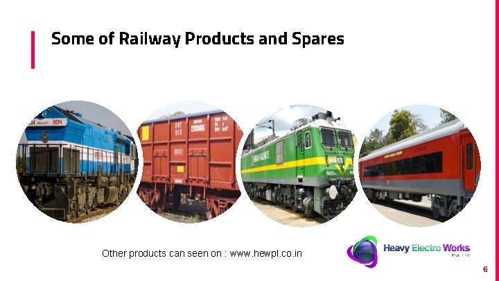 Some of Railway Products and Spares Other products can seen on : www. hewpl.