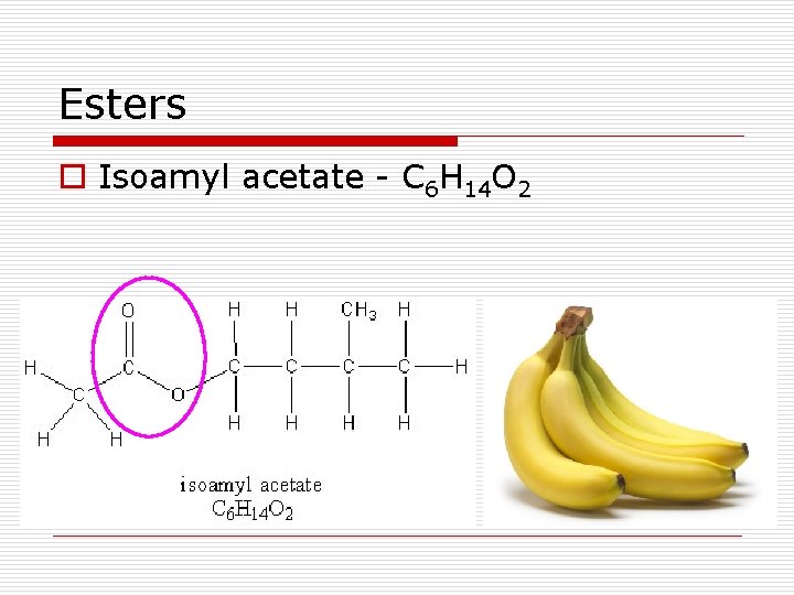 Esters o Isoamyl acetate - C 6 H 14 O 2 
