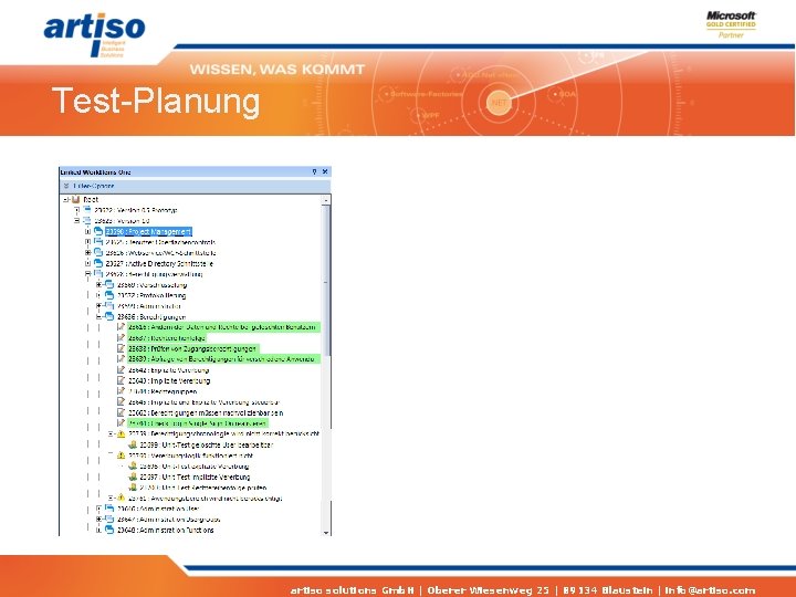 Test-Planung artiso solutions Gmb. H | Oberer Wiesenweg 25 | 89134 Blaustein | info@artiso.