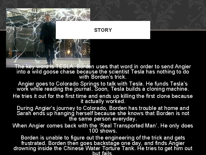 STORY The key word is TESLA. Borden uses that word in order to send