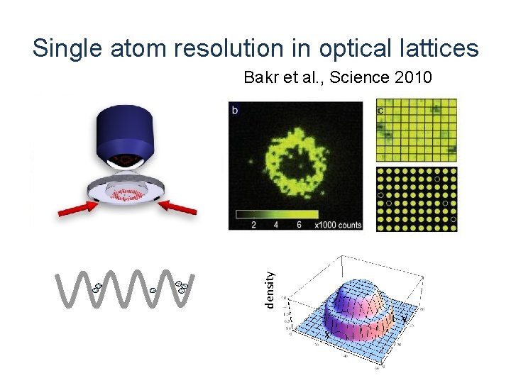 Single atom resolution in optical lattices density Bakr et al. , Science 2010 y