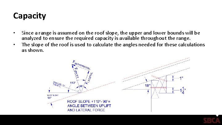 Capacity • • Since a range is assumed on the roof slope, the upper