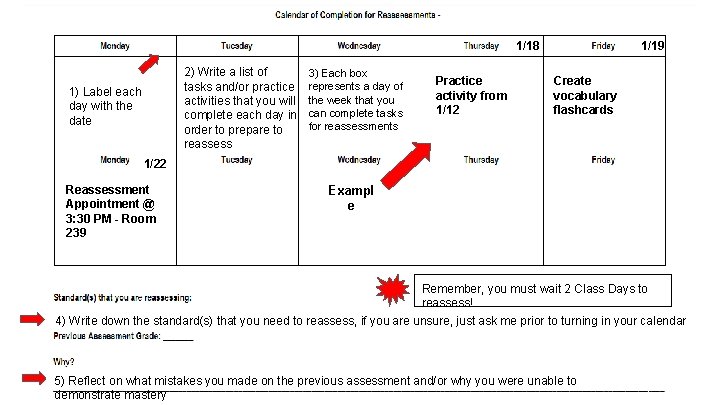 1/18 2) Write a list of tasks and/or practice activities that you will complete