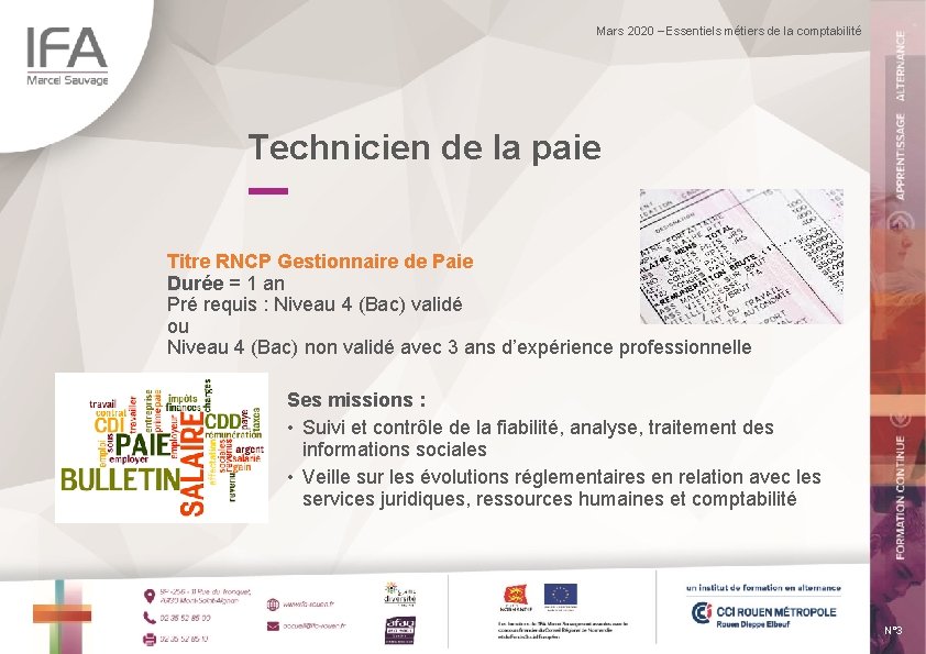 Mars 2020 – Essentiels métiers de la comptabilité Technicien de la paie Titre RNCP