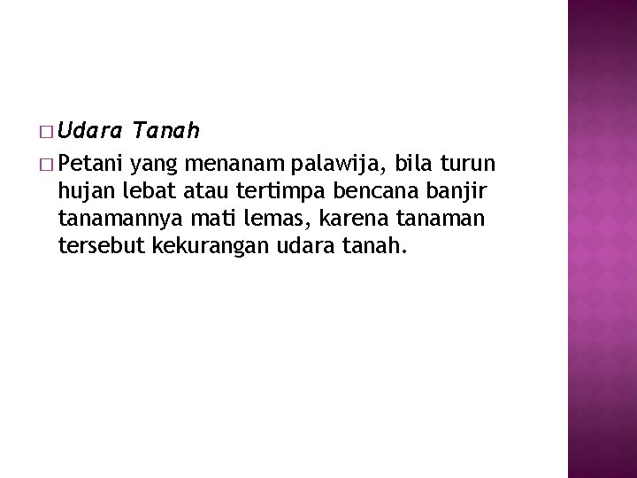 � Udara Tanah � Petani yang menanam palawija, bila turun hujan lebat atau tertimpa